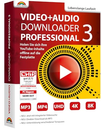 Video und Audio Downloader PRO 3 für YouTube, ARD, ZDF Mediatheken Filme und Musik direkt als MP3 oder MP4 speichern - Lebenslange Laufzeit für Windows 11, 10