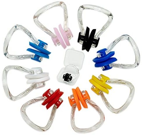SZXMDKH 8 Pcs Swimming Nose Clip, Silicone Swimming Nose Pegs, Waterproof Swim Training Protector Plug for Kids Adults Beginners (8 Colors)