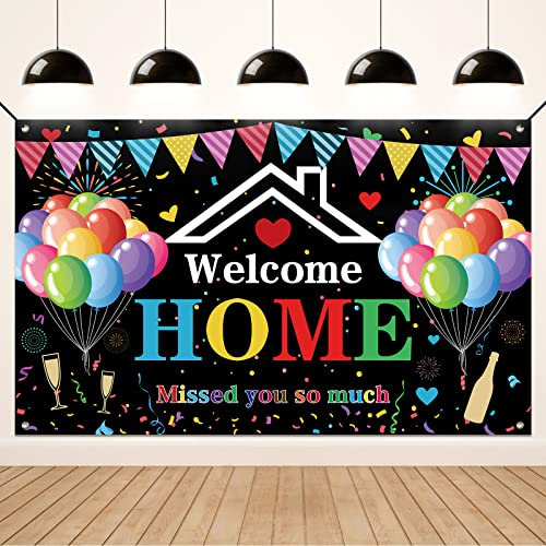 KOLIPHY Welcome Home Deco, Nero Benvenuto a Casa Striscione Decorazione Ghirlanda per Ritorno a Casa, Ritorno in Famiglia Celebrazioni Familiari Feste Decorazioni, 70,8 x 43,3 Pollici