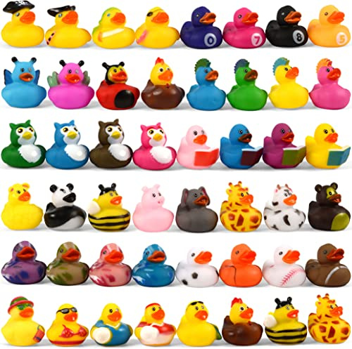 36-Pack Rubber Duck,2 Inch Assortment Colorful Rubber Ducky Toys for Kids Birthday Gifts,Classroom Prizes,Decorations,Float Duckies Bath Toy for Baby Shower