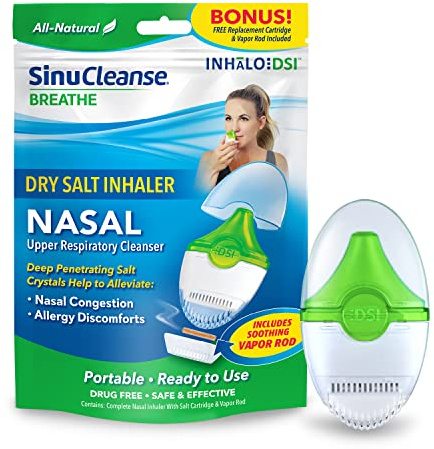 SinuCleanse Inhalo Nasal Dry Salt Inhaler, 100% All-Natural Deep Penetrating Salt Crystals Help You Breathe Easier