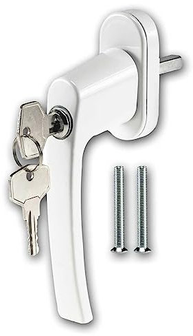 world-trading-net - Manilla de ventana con llave, pintada de blanco, cilindro de presión con 2 llaves reversibles, adecuada para diferentes tipos de marcos