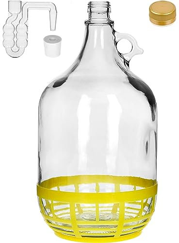 lilawelt24 5L Flasche +Gummistopfen + Gärröhrchen Gärballon Set Weinballon Gärbehälter/brauen Wein Machen