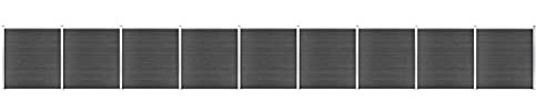 GuyAna Zaunelement Set WPC 1564x186 cm Sichtschutzzaun Garden Fence Sichtschutz Zaunelemente Sichtschutz Zaun Schwarz
