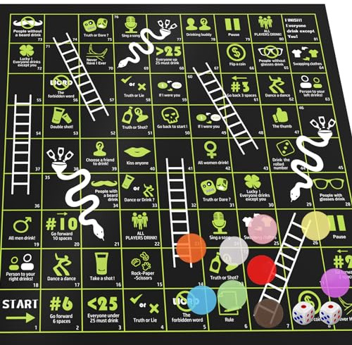 Faburo Trinkspiele, lustiges Erwachsenenspiel, Schütten und Leitern Partyspiel, Schlangen und Leitern Geschenkset für Erwachsene, Teens & Partys, Geburtstagsnacht Partyspiel
