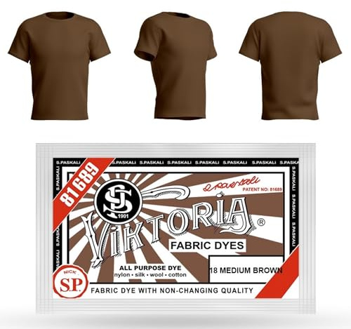 HOPS Textile Dye, 18 Taupe (59 Colors), Machine Washable, Fabric Paint for Cotton, Linen, Silk, Wool, Viscose, Nylon, Satin, Wood, Plastic, Dyeing (1 Pack = 200 g Fabric)