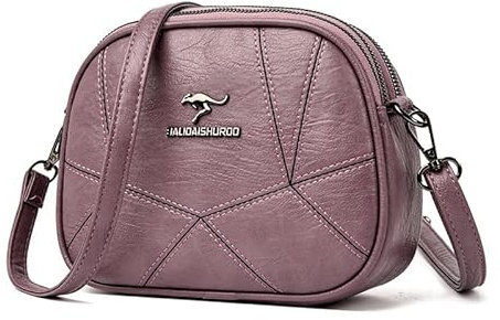 YEAMKE SPLEISSEN DAMENTASCHE, DREILAGIGE UMHÄNGETASCHE MIT GROSSEM FASSUNGSVERMÖGEN, KLEINE TASCHE, WEICHE LEDERTASCHE, LILA, 20 * 7 * 16CM