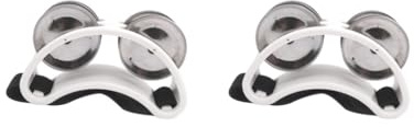 2 Set Fuß Tamburin mit Stahlschellen Trommel Gitarre Begleitteile Weiß