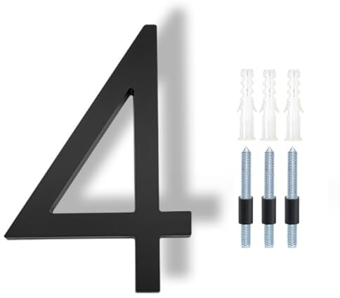 HKFENG Plaques de numéro de maison flottantes de 12,7 cm, plaque de numéro de maison pour l'extérieur, numéros de porte modernes en alliage de zinc noir
