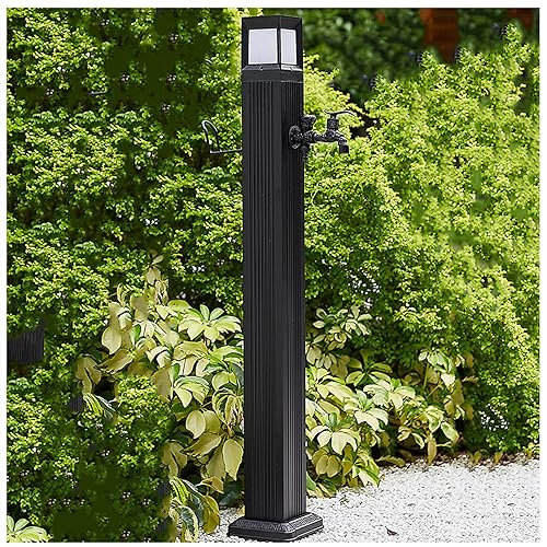 Garden Water Column Waterproof Solar Pillar Light, Outdoor Antifreeze Cracked Water Pipe Faucet Extender Remote Spigot, Patio Water Dispenser Water Fountain Hose Bibb, for Watering/car Washing (Style