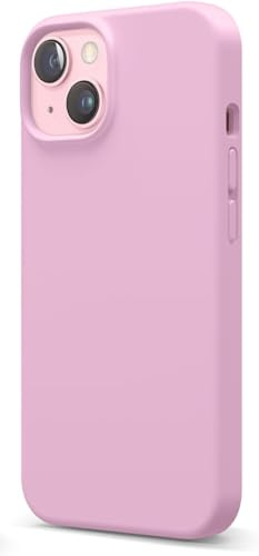Cover in silicone liquido antiurto compatibile per iPhone 15 Plus (6,1 pollici), protezione completa a 3 strati, fodera in microfibra morbida, Viola (Rosa)