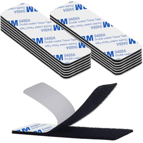 Rusoz Scratch Autocollant Double Face, 12 Paires Bande Scratch Agrippantes Adhésives Extra Fort 3cm x 10cm Adhésif Double Face Noir Puissant Accroche Murale Sans Percer pour Ménage, Bricolage