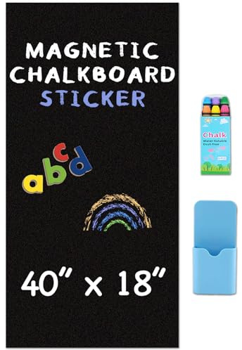HeatPomelo Magnetic Chalkboard Wallpaper Peel and Stick 40 x 18, Self-Adhesive Chalkboard Contact Paper with Starter Kit - Ideal for Playroom Home Classroom