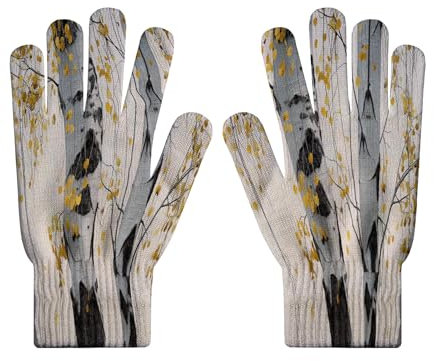 MLSOWM Pflanzenblätter Handschuhe Winter Winterhandschuhe Gestrickte Strickhandschuhe Winddicht Ginkgoblätter Fausthandschuhe Fäustlinge Winterhandschuhe Frauen für Radfahren Skifahren
