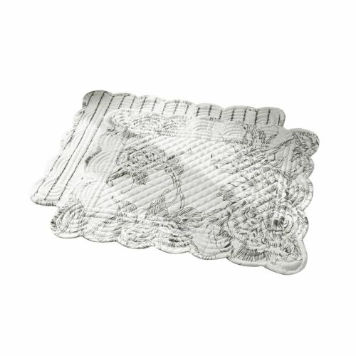 LOBERON Platzset 2er Set Calarion, weiß/grau | Weich Wattiert, Doppelseitiges Design, Schöne Absteppungen, Tischwäsche, Tischset, Baumwolle, Polyfasern