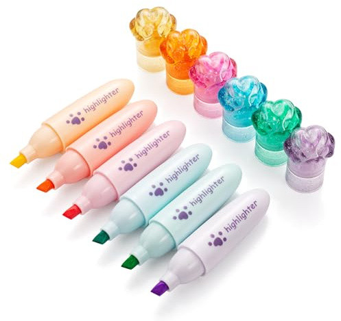 ACCloud 6 Pastell Textmarker-Stifte, Meißelspitze Schnelltrocknend Ohne Durchdrücken – für Bibelstudium, Notizen, Büro & Schulbedarf, 6-Farben-Set (1mm + 5mm)
