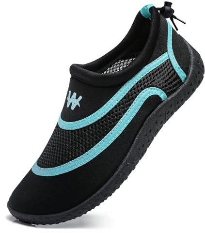 WateLves Wasserschuhe Badeschuhe Aquaschuhe Herren Damen Schnell Trocknend Atmungsaktiv Einstellbar Surf Pool Strand Unisex(Schwarz Mond 39)