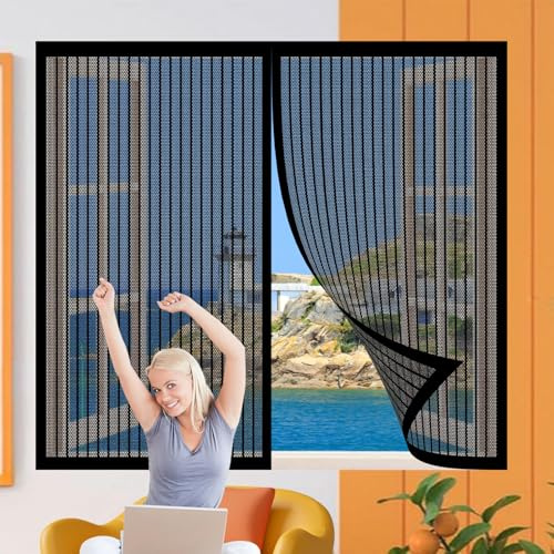 Fly Screens for Doors 84 x 184 cm Reinforced Polyester Anti-Tearing, Self Sealing, Keeps Bugs Out Magnetic Screen Door Curtain for Patio Doors, Black