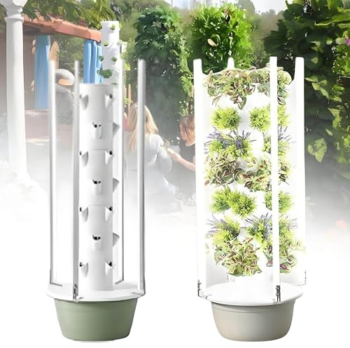 MhWrughts Indoor Aeroponics Tower, Hydroponic Growing System, Garden Aeroponics Grow Kit with LED Grow Lights, Soilless Growing, for Leafy Greens, Melons, Strawberries,5Layer-Green