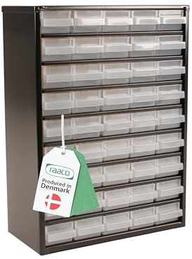 Raaco Kleinteilemagazin C9-45, Set, Kleinteilemagazin C9-45, 30 kg Last | 30 kg Last, 15 x 30,6 x 42 cm, 45 Schubladen, beschichteter Stahl, geeignet für Wandmontage - Zur übersichtlichen Sortierung