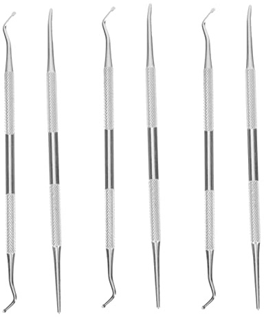 OATIPHO Outils Incarnés de Pédicure en Acier Inoxydable 6 Pièces, Kit de Nettoyage Ongles Petits, Acier Inoxydable, Portable, pour Soin des Ongles Incarnés aux Pieds, Utilisation Professionnelle