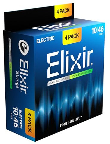 Elixir Strings E-Gitarrensaiten mit OPTIWEB -Technologie, Light (.010-.046) — Exklusiv von Amazon, 4er-Pack