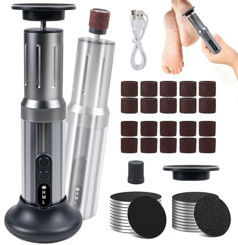 2-in-1 Pedicure Elettrico Professionale Piedi, 6 Velocità Regolabile Rimuovi Calli Piedi Elettrico, Lima Elettrica per Piedi con Display LCD, Fresa per Calli- Duroni- Pelle Morta