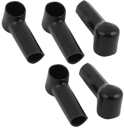 Aputoxz Rubber Terminal Boots 5 Pack – 14mm x 10mm Black Cable Wire Cap Covers – Elbow Shaped Insulating Sleeves for Automotive, Electrical, Motorcycle Terminal Connectors