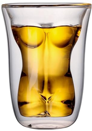 Transparent Beer Glasses - Body Shape Made of Cut Glasses, Novelty Drink Set, Elegant Drink Cups for Travel at Work and Home, Ideal for Party Bars Evenings, Durable Clear Glass for Me