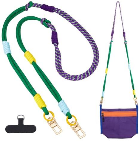 PH PandaHall 50 Crossbody Phone Strap, Adjustable Phone Lanyard Crossbody Purse Shoulder Strap Braided Paracord Rope Handbag Straps with Clasp for Phone Canvas/Sport Bag Canvas Replacement Straps