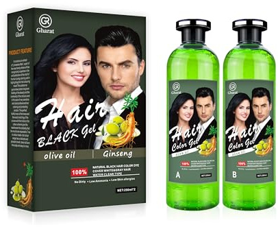 GR Gharat Black Hair Color Gel – Natural Instant Hair Dye for Men & Women, Easy Apply, Non-Staining Formula, 250ml × 2