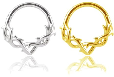 XFSRG 2 Piezas Piercing Nariz de Espiral Acero Inoxidable Aro Tabique Nasal Cartílago Helix Piercings Hipoalergénico para Mujer Hombre