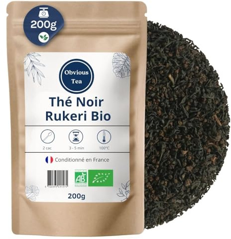 Thé Noir Rukeri Bio - Thé Vegan en Vrac, 100% Naturel, Sans OGM - Agriculture Biologique - Thé Bien-Être Aromatique - Sachet 200 gr (100 Tasses)