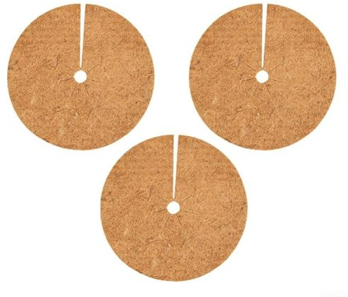 Anillo de mantillo de coco, disco de coco natural para barrera de malezas y tapete de retención de humedad del suelo, biodegradable para macetas, almohadilla de protección de raíces para macetas (40