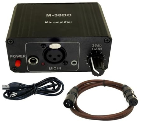 Awwertse Preamplificador de Micrófono Portátil con Alimentación Phantom de 48 V, Salida XLR, Alta Ganancia, para Micrófonos de Condensador y Dinámicos.