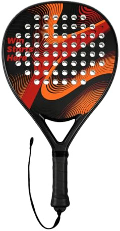 Jouryvue Padelracket – kolfiberblandningsyta med EVA-minne flexskumkärna, enkel racket + extra grepp-340 g (röd + orange)