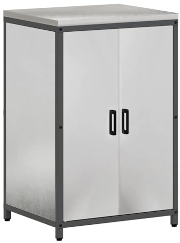 Todiikf Küchenaufbewahrungs Regal mit 2 Türen Modernes Silbernes Stahl Sideboard 60 x 50 x 92 cm für Einbauküche Küchenzeile und Miniküche