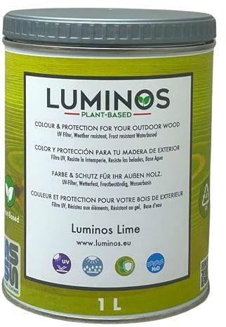 Luminos LUM1108 - LIME - Lasure Biobased pour bois extérieur à l'eau - Citron Vert 1L