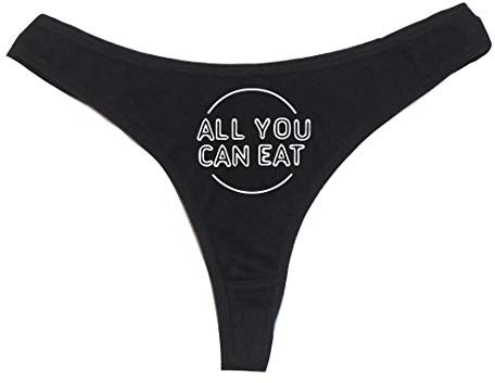 Dirty Girl Undies All You Can Eat Women's High Rise Sexy Thong, Dirty Undies! (Medium) Black