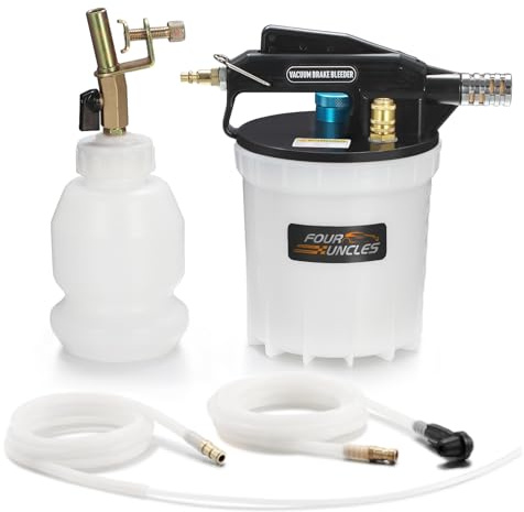 FOUR UNCLES Brake Bleeder Vacuum Pump Kit - Pneumatic Brake Fluid Extractor with 1L Refilling Bottle for Brake Fluid Bleeding, One-Person Operation