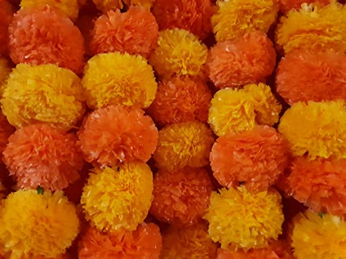 Decoration Craft 5 guirnaldas de caléndula artificiales de 4.5 pies, decoración Diwali, decoración de bodas, hogar y festivales indios, imitación floral vibrante para el día de Muertos y el día de los
