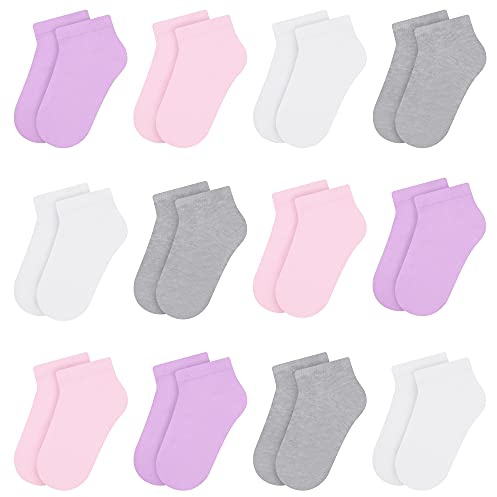 Libella 12 par strumpor barn flickor komfort bomull andningsbar vår sommar sneakers strumpor färgglada 2108, 12 par - 2805, 23-26