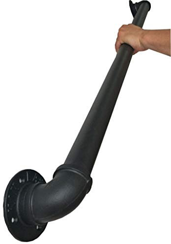 Main Courante pour Escalier Intérieur Extérieur Mur Balustrade de Rampe de Pied Garde-Corps de Support Poignée Rambarde de Sécurité - Kit Complet - Métal Fer Forgé Noir (100cm)