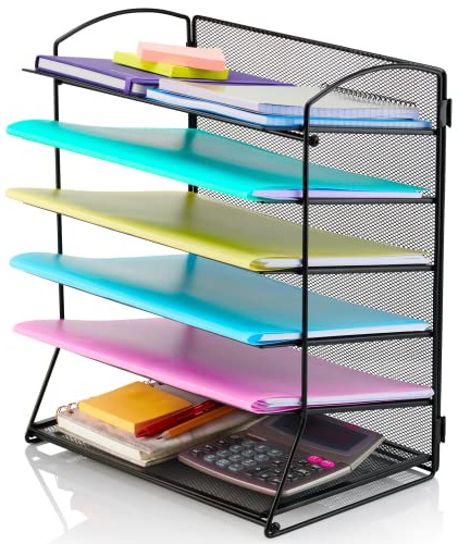 TidyHive Briefablage Organizer, Papierablage für den Schreibtisch, 6-stöckiger Aktenhalter mit stapelbaren Ablagefächern und Haftnotizen im Lieferumfang enthalten