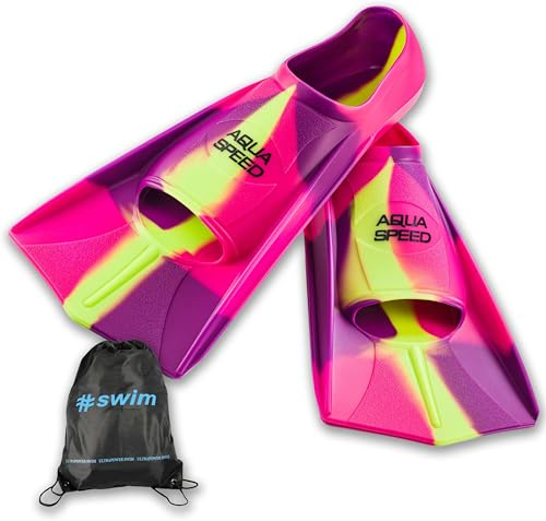 Aqua Speed Kurze Schwimmflossen für Erwachsene und Kinder I HIGH TECH | weiche Trainingsflossen I leichte Kurzflossen I Training Flossen I Trainingsschwimmflossen I Schwimmen I Schwimmtraining