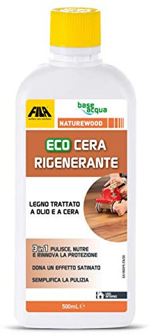 FILA Surface Care Solutions, NATUREWOOD, Eco Cera per Legno Rigenerante, adatta per parquet legno trattato ad olio/cera, 3 Effetti: Pulisce, Nutre e Protegge, Cera Pavimenti in Parquet, 500ml