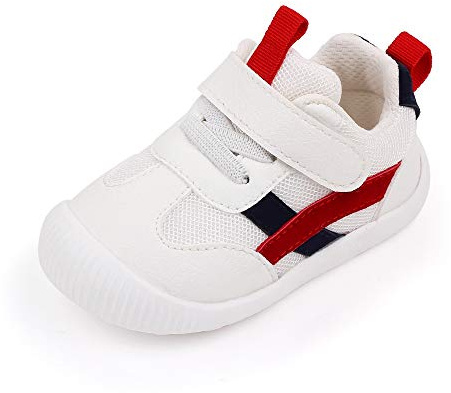 MK MATT KEELY Zapatillas para Bebé Primeros Pasos Zapatos Niño Niña Cuero PU Suela Suave Antideslizante 0-4 años,Rojo,EU19(CN15)