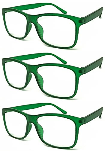 ZIZO EYEWEAR 3 Pairs Reading Glasses Value Pack Classic Stylish Comfort Design Spectacles R140 (3 Pairs Matte Green, 3.00 Magnification)