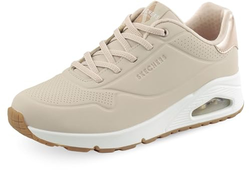 Skechers Women's Uno - Shimmer Away Sneaker, Natural, 8 UK