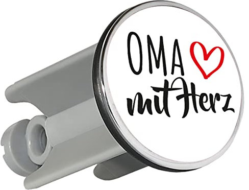 Huuraa Waschbeckenstöpsel Oma mit Herz Geschenk 4cm für Waschbecken Abflussstopfen Oma Geschenkidee